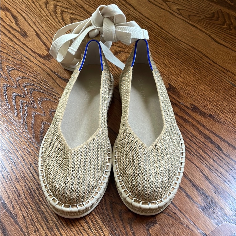NWOT- Rothy’s Gold Stripe Espadrille